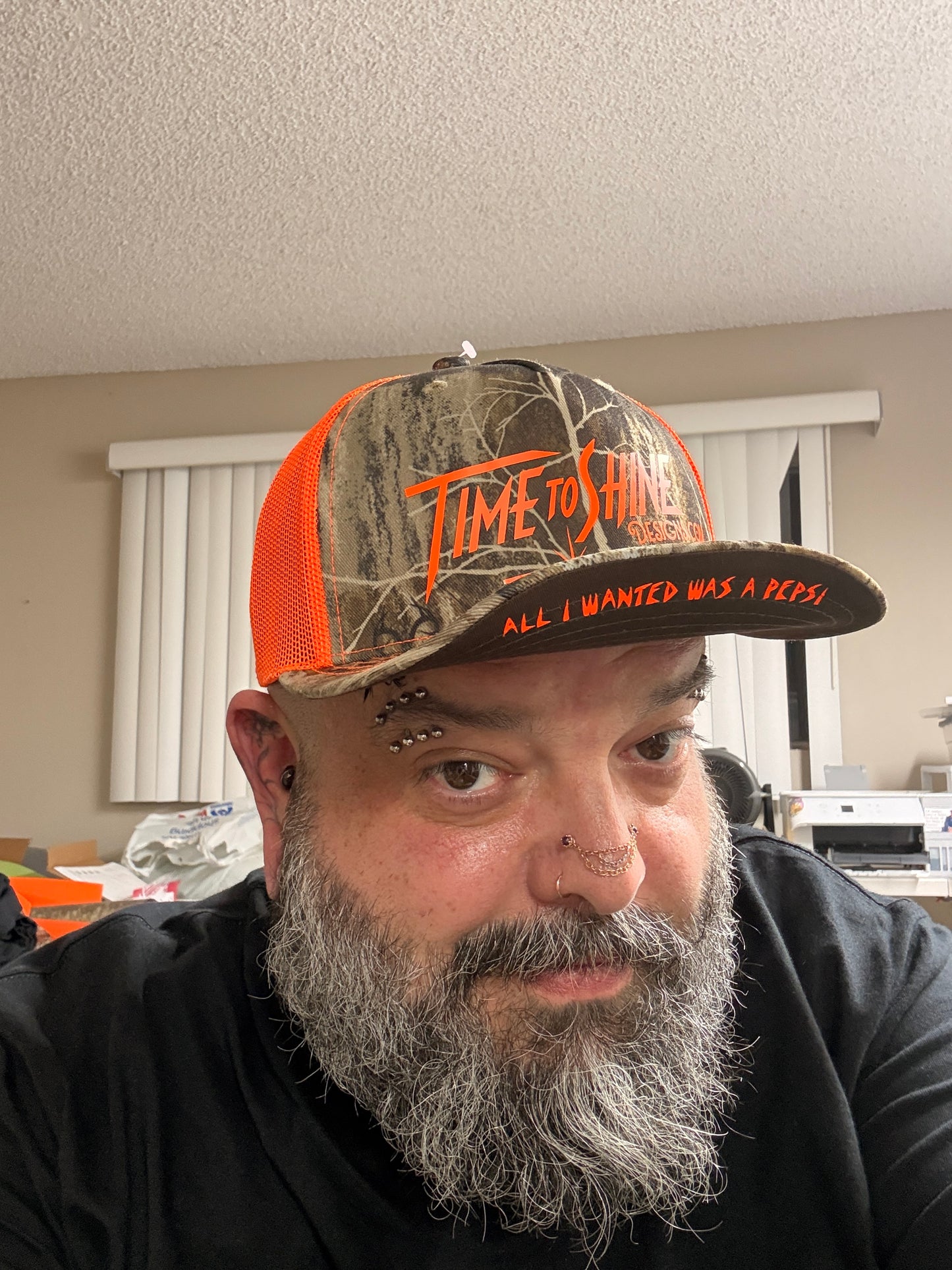 Camo/safety logo Trucker hat