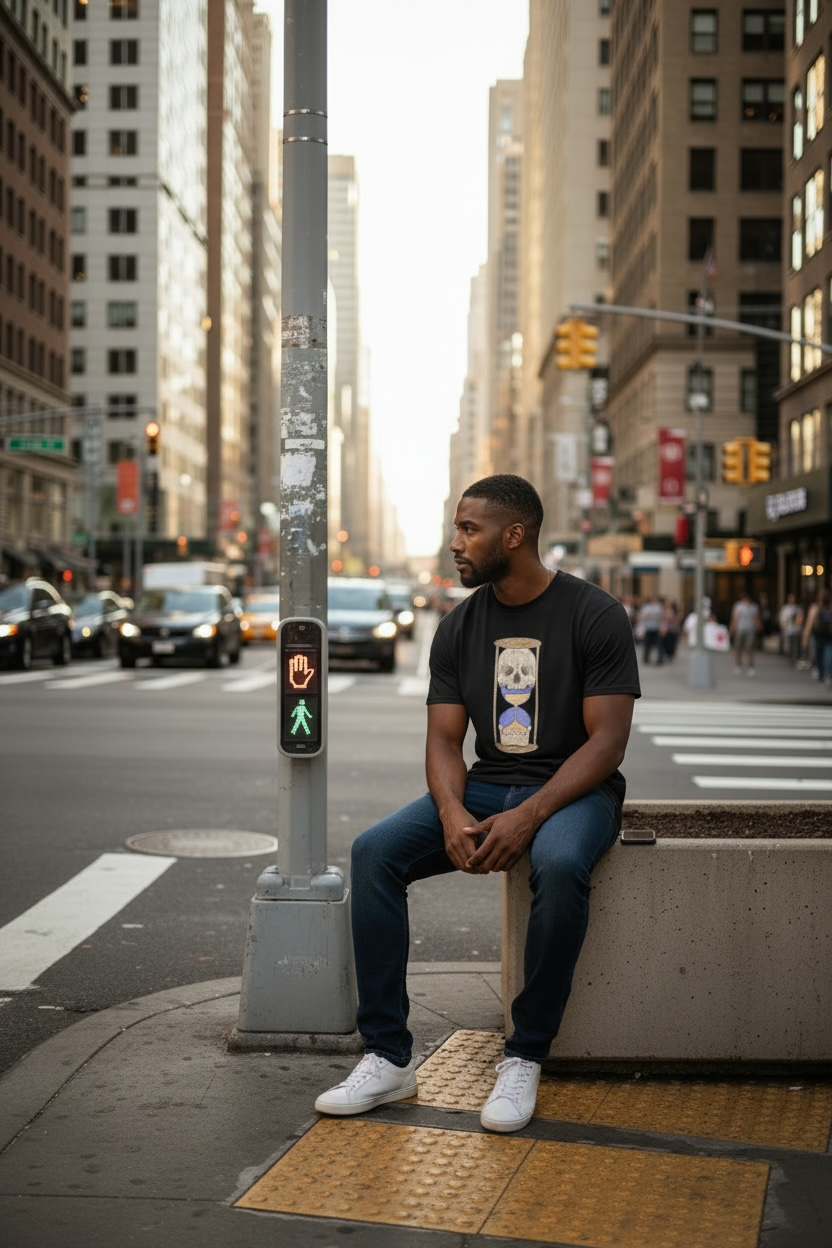 Time to Shine Hourglass Skull Tee