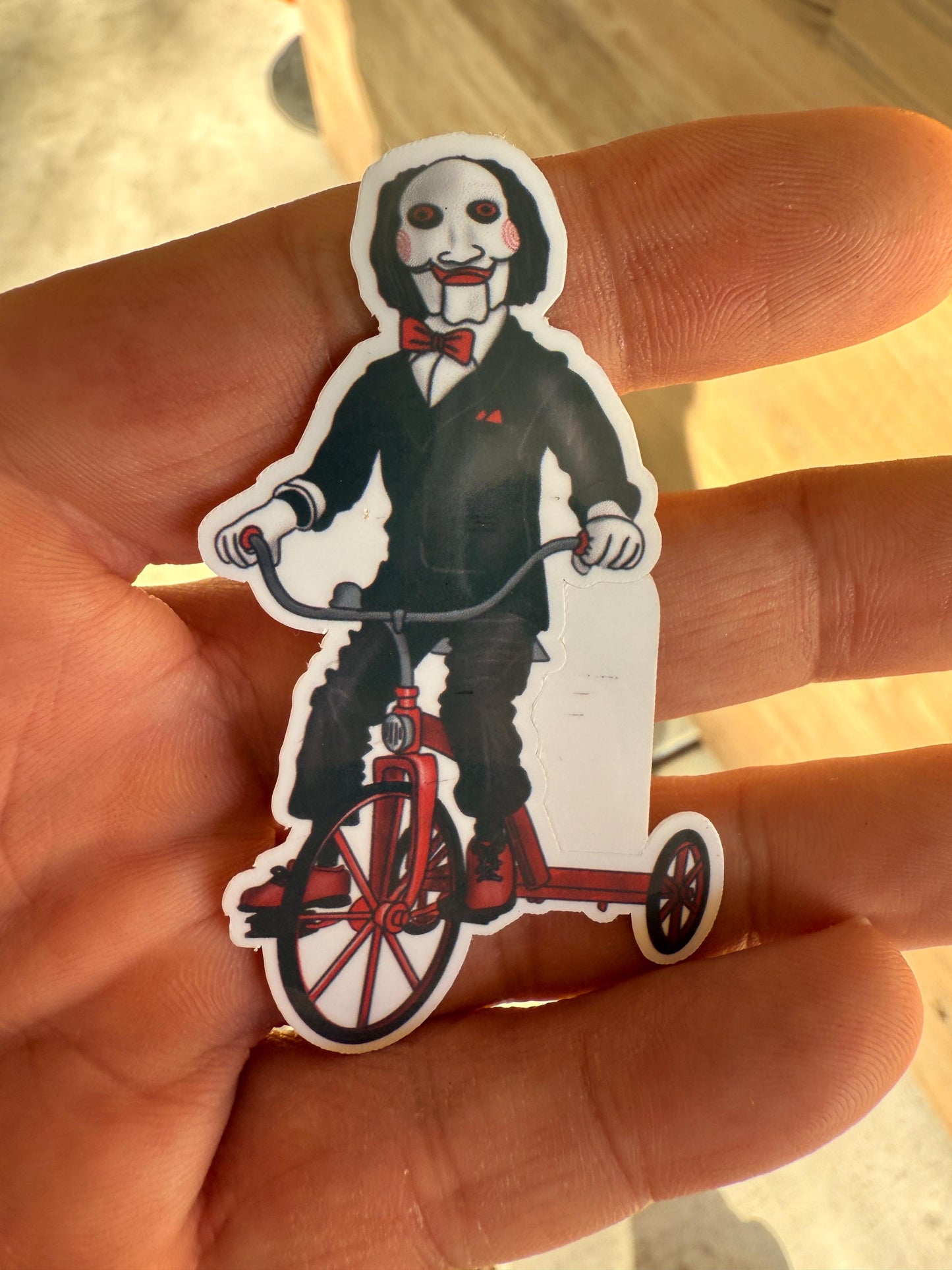 Jigsaw Sticker Saw movie hand drawn. Not AI