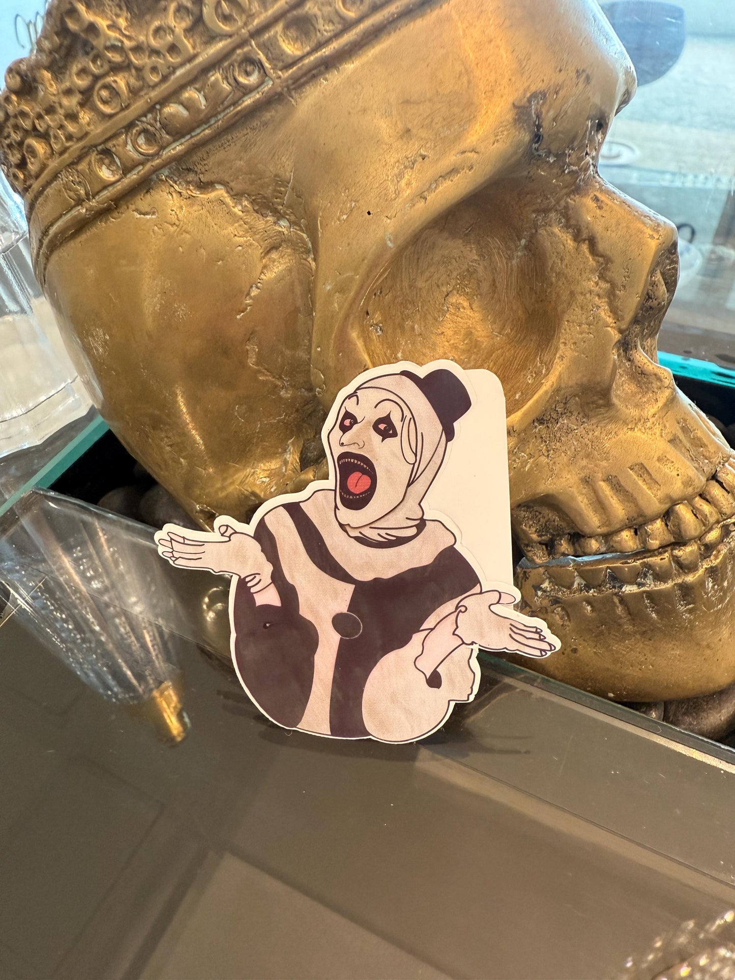 Art the clown Terrifier Sticker hand drawn. Not AI