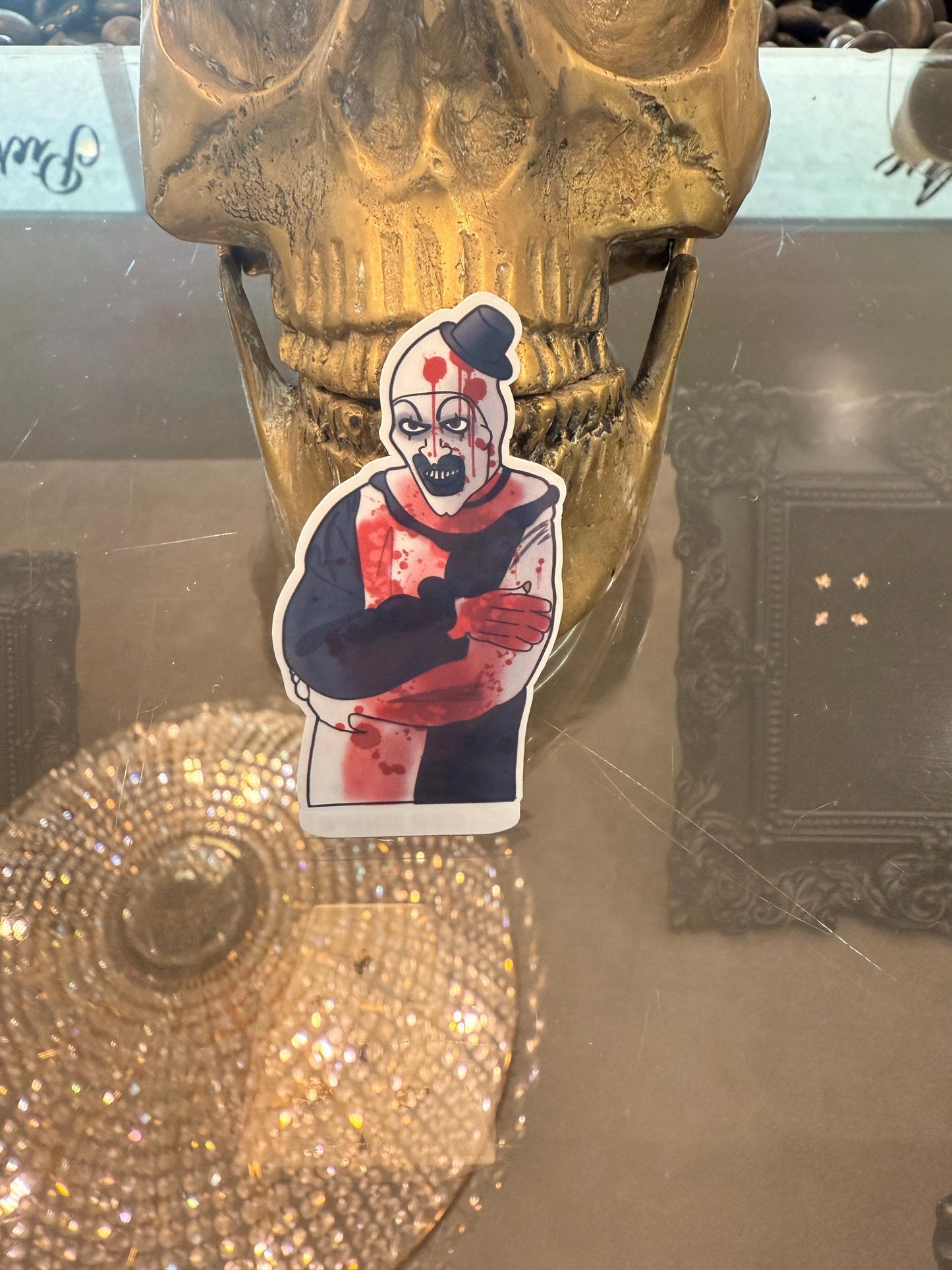 Art the bloody clown Terrifier Sticker hand drawn. Not AI