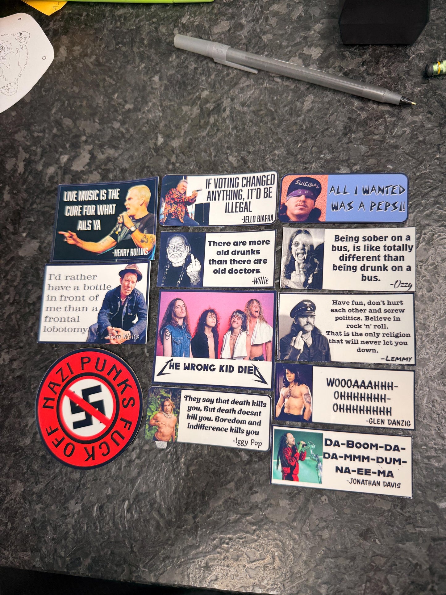 Punk Rock Music Quote Stickers, Laminated, 12 pc