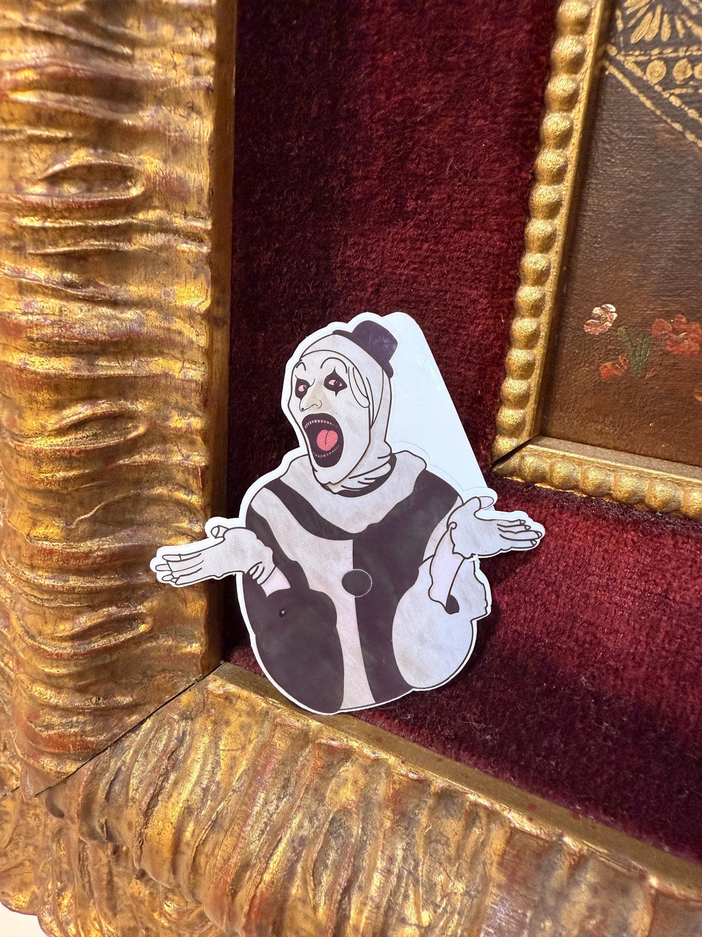 Art the clown Terrifier Sticker hand drawn. Not AI