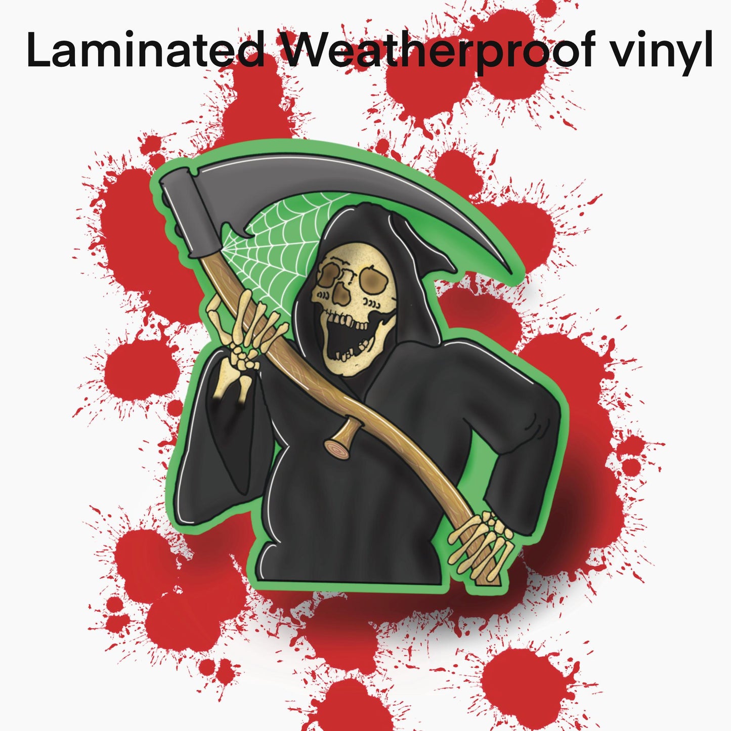 Grim Reaper Vinyl Sticker • Glittery Weatherproof Horror Decal