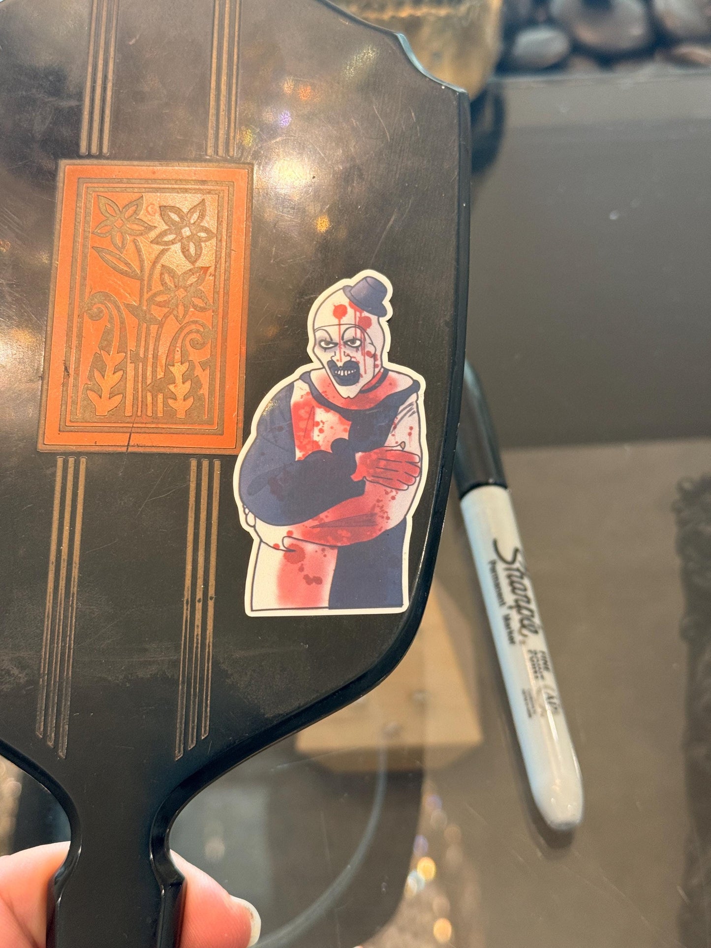 Art the bloody clown Terrifier Sticker hand drawn. Not AI