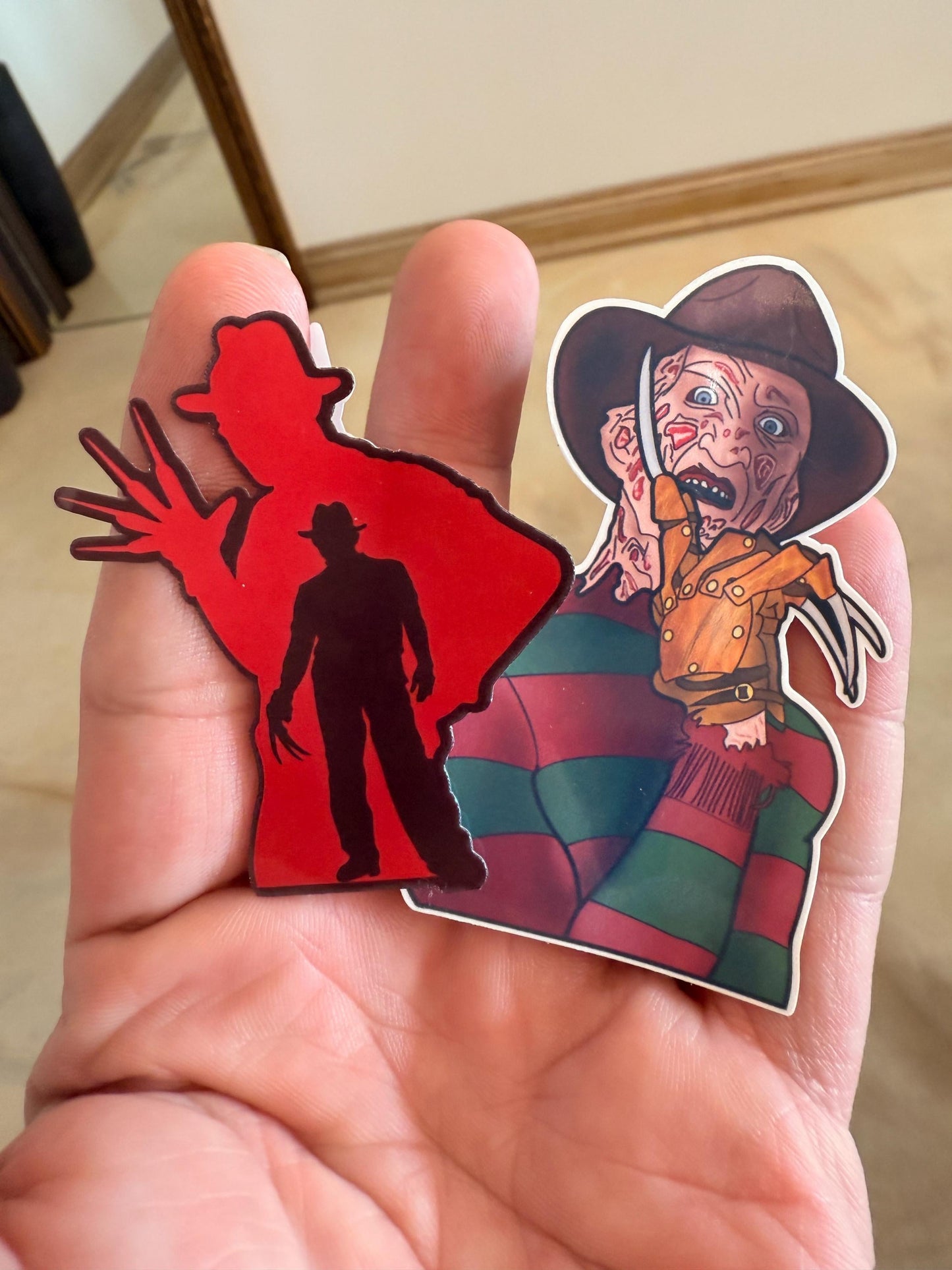 Freddy Kruger 2 pack. Horror movie stickers hand drawn. Not AI