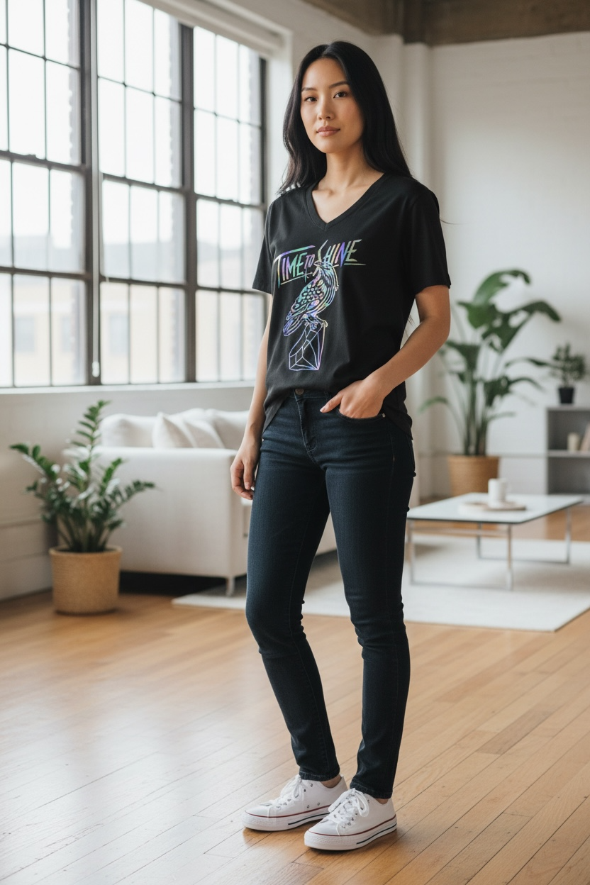 Time to Shine Holographic Crow Tee