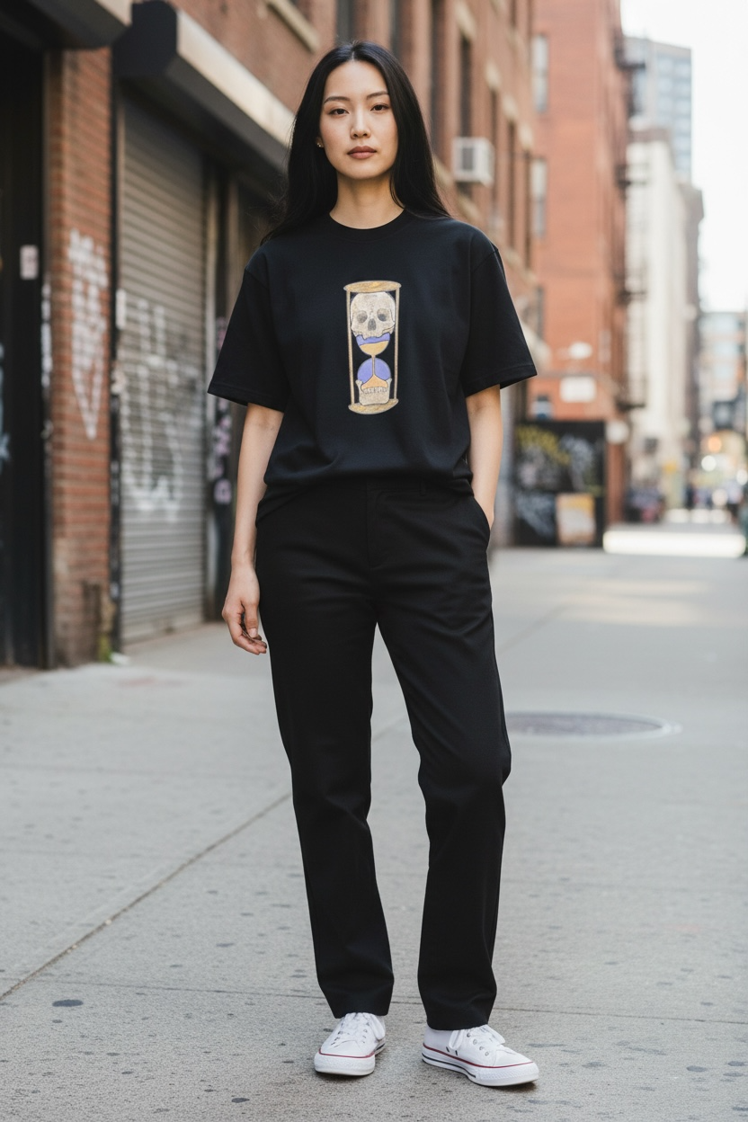 Time to Shine Hourglass Skull Tee