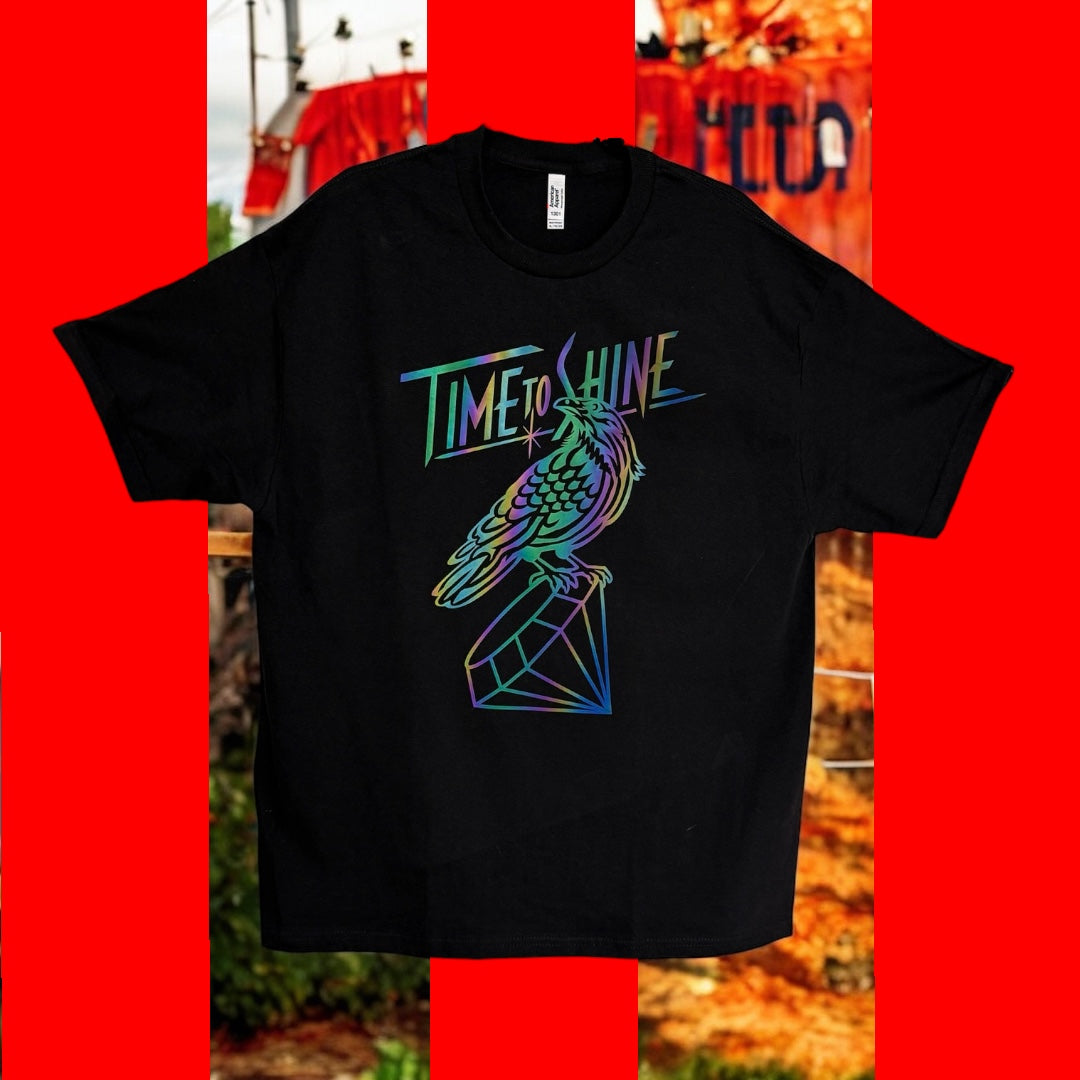 Time to Shine Holographic Crow Tee