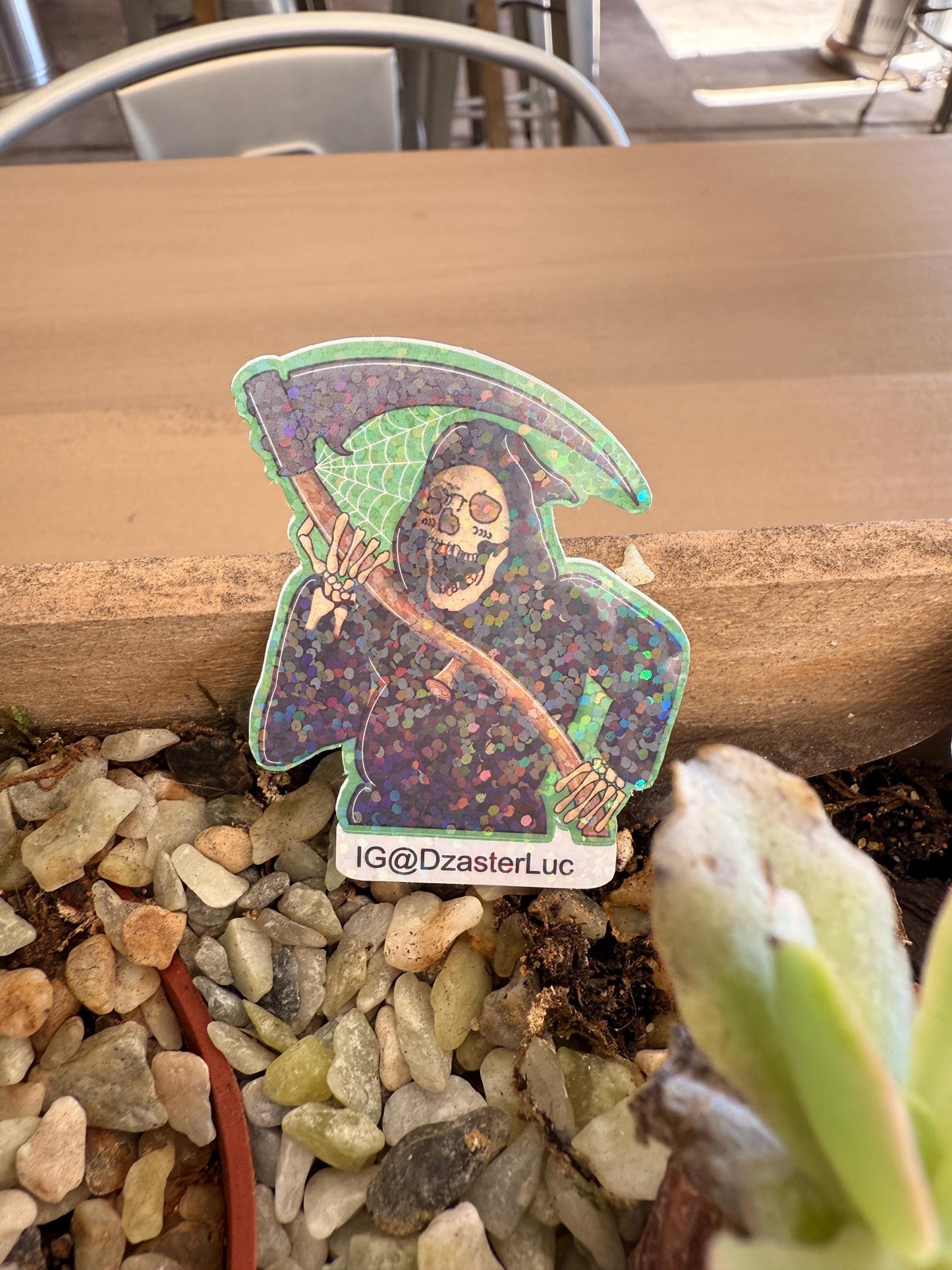 Grim Reaper Vinyl Sticker • Glittery Weatherproof Horror Decal