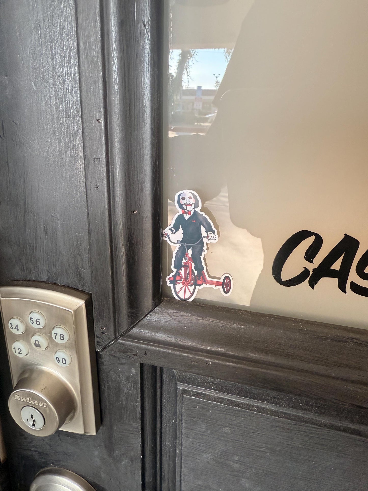 Jigsaw Sticker Saw movie hand drawn. Not AI
