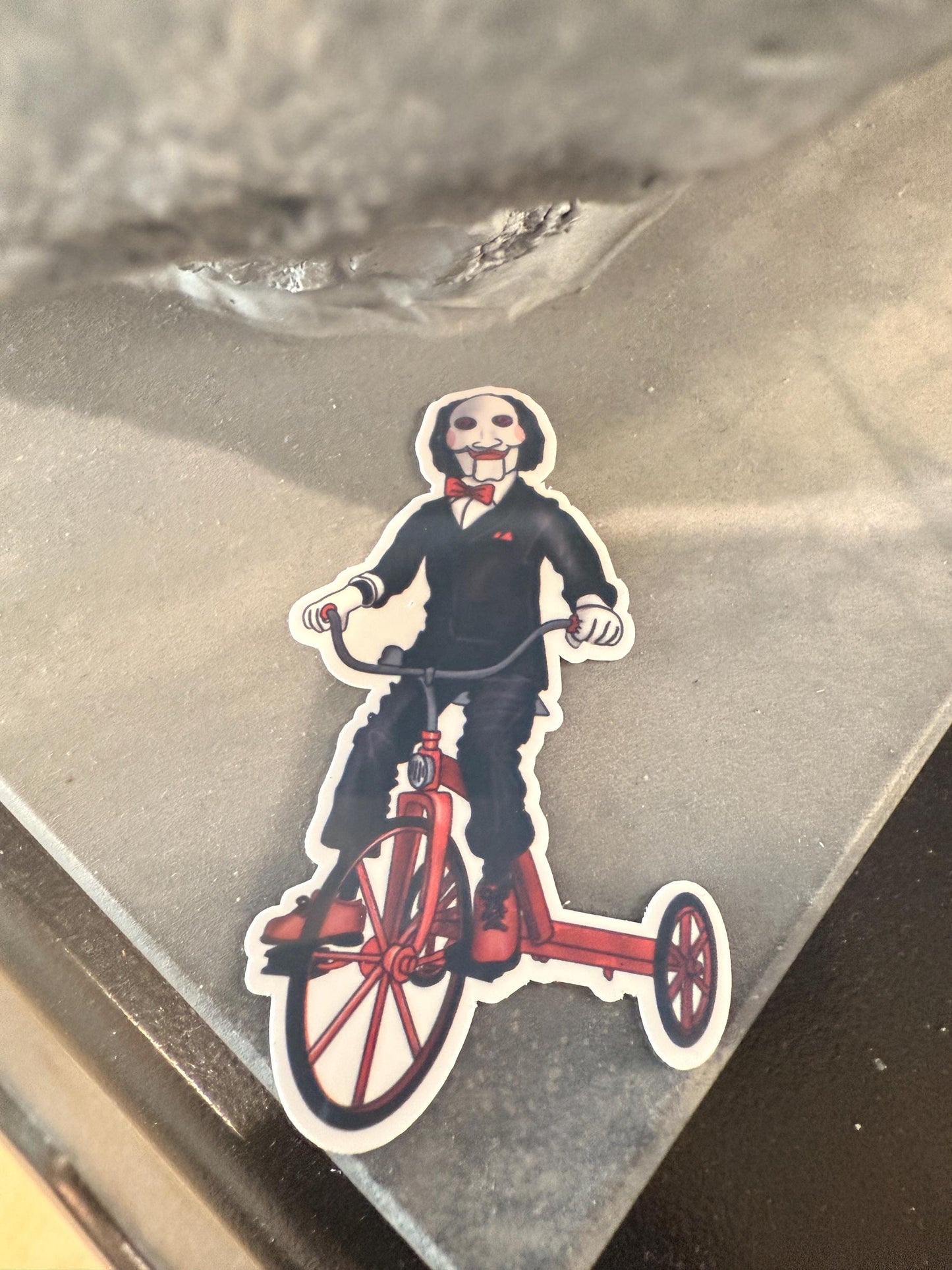 Jigsaw Sticker Saw movie hand drawn. Not AI