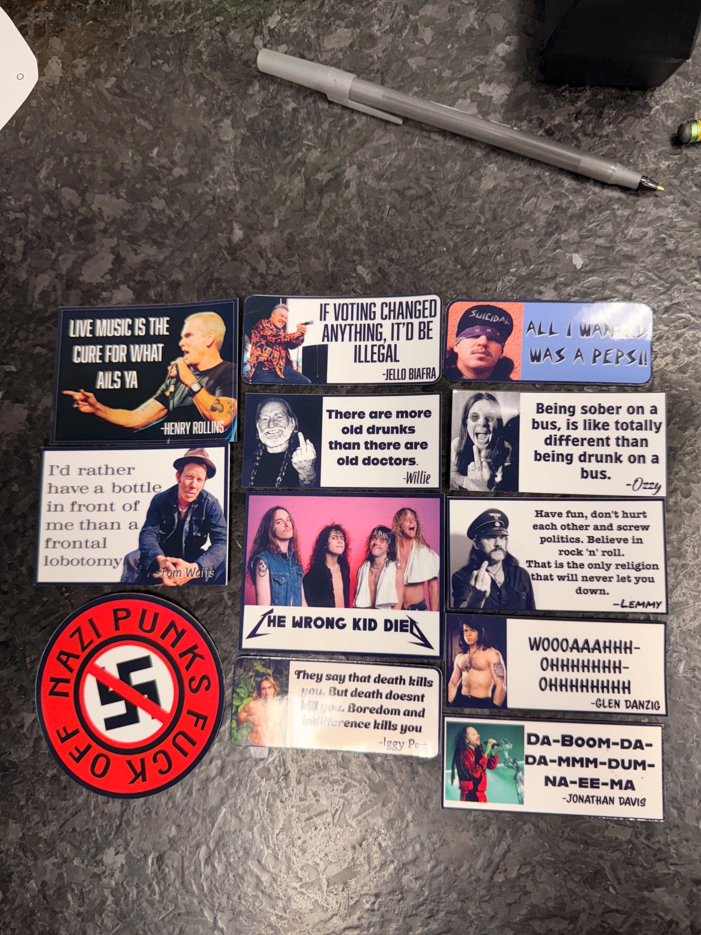 Punk Rock Music Quote Stickers, Laminated, 12 pc