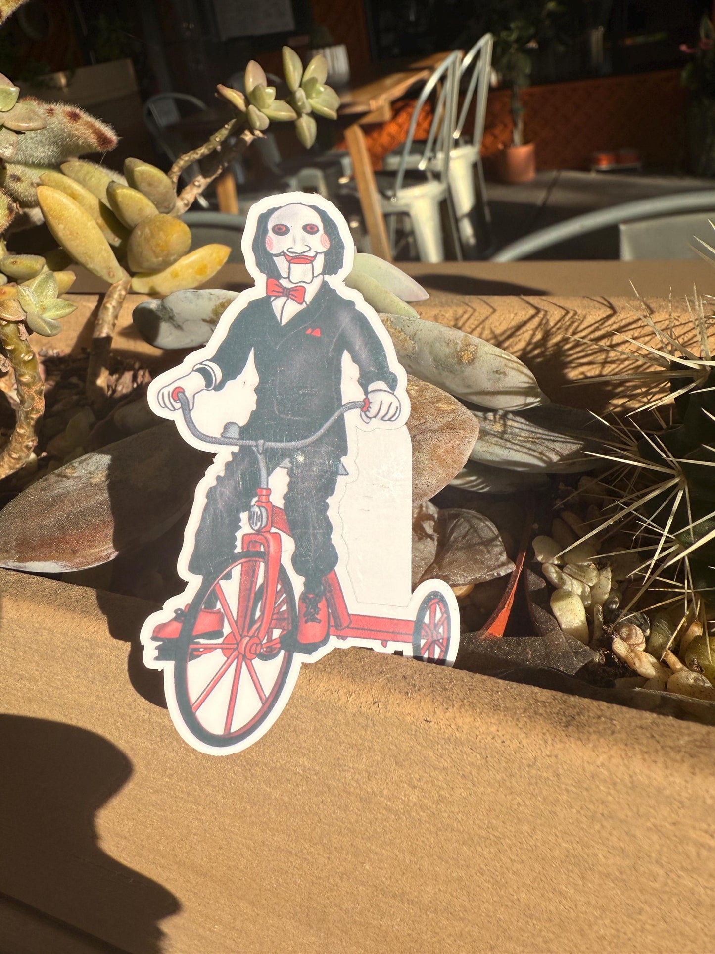 Jigsaw Sticker Saw movie hand drawn. Not AI